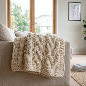 Chunky Cable-Knit Organic Cotton Throw