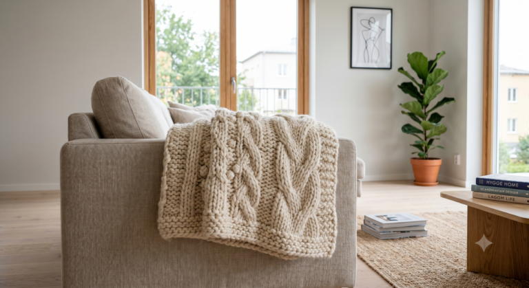 Chunky Cable-Knit Organic Cotton Throw