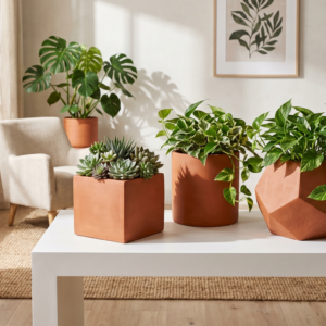 Geometric Terracotta Planter Set