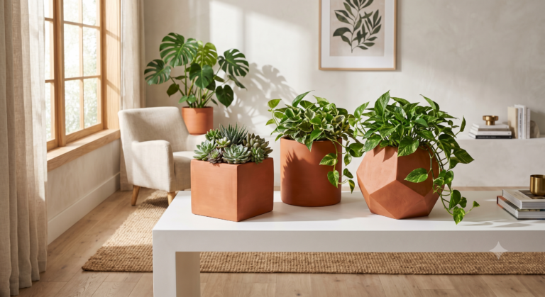 Geometric Terracotta Planter Set