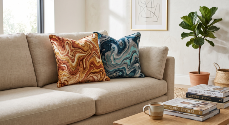 Marbled Velvet Accent Cushion Set